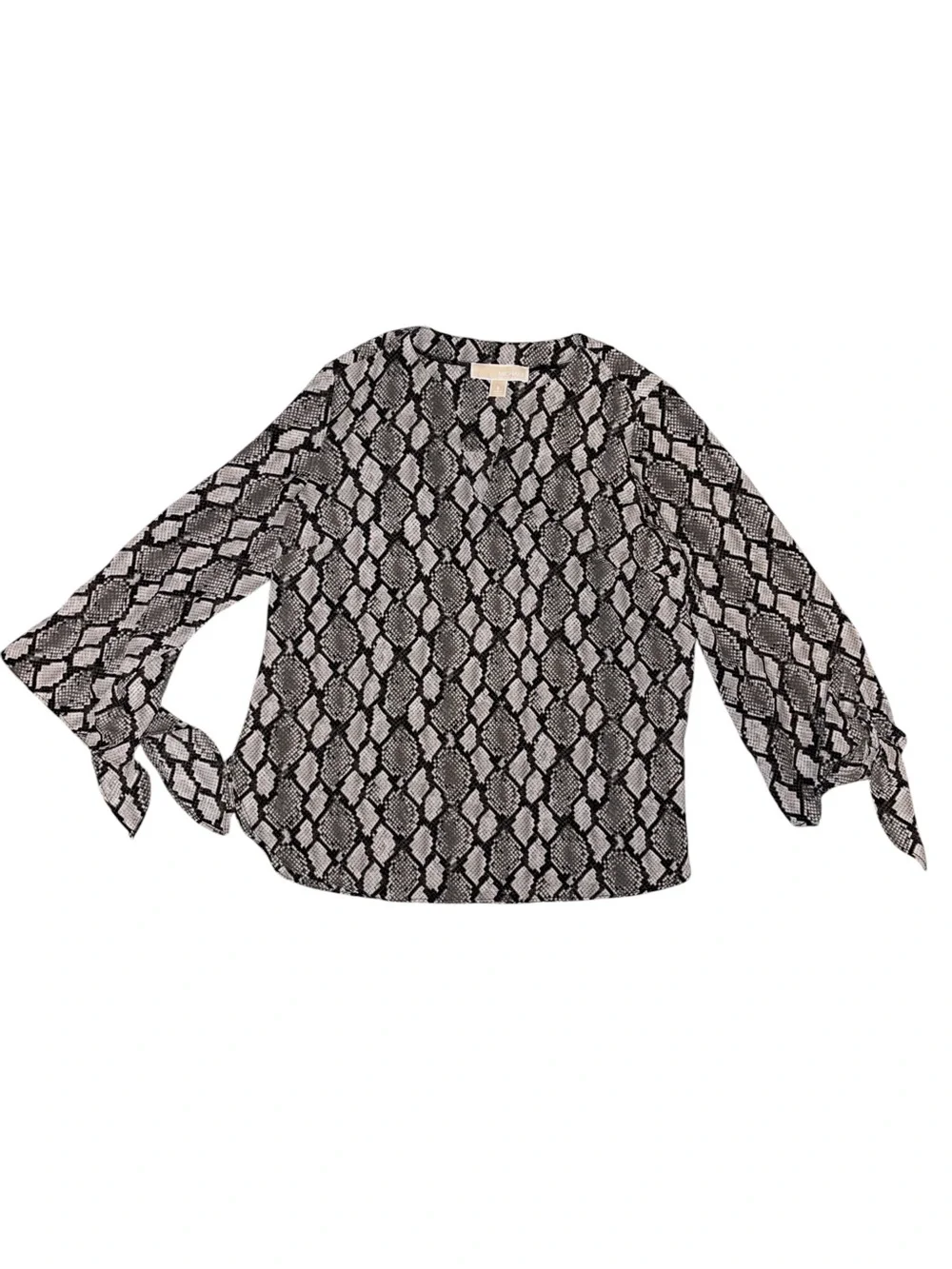 Michael Kors Black & White Snake-Print V-Neck Blouse